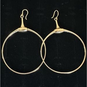 Gucci 18kt Yellow Gold Rare Vintage Equestrian Bit Large Hoop Earrings
